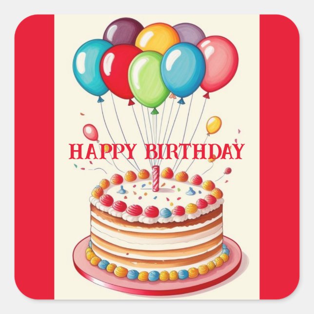 Sticker Carré Gâteau d'anniversaire (Devant)