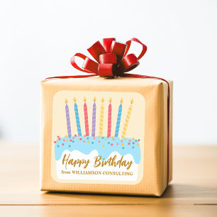 Sticker Carré Gâteau d'anniversaire Chic Entreprise personnalisé