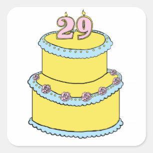 Sticker Carré Gâteau du 29e anniversaire