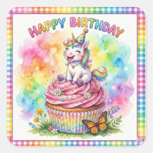 Gâteau Licorne Arc-en-Ciel Joyeux Anniversaire