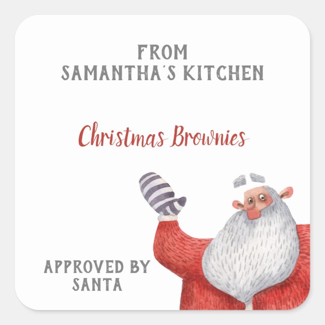 Sticker Carré Gâteaux de Noël personnalisés au Père Noël (Devant)