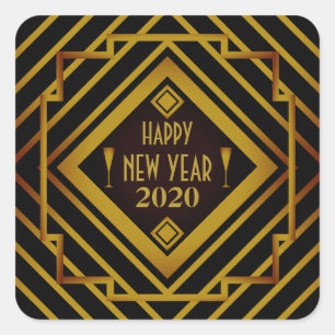 Sticker Carré Gatsby Gold 1920's Happy New Year
