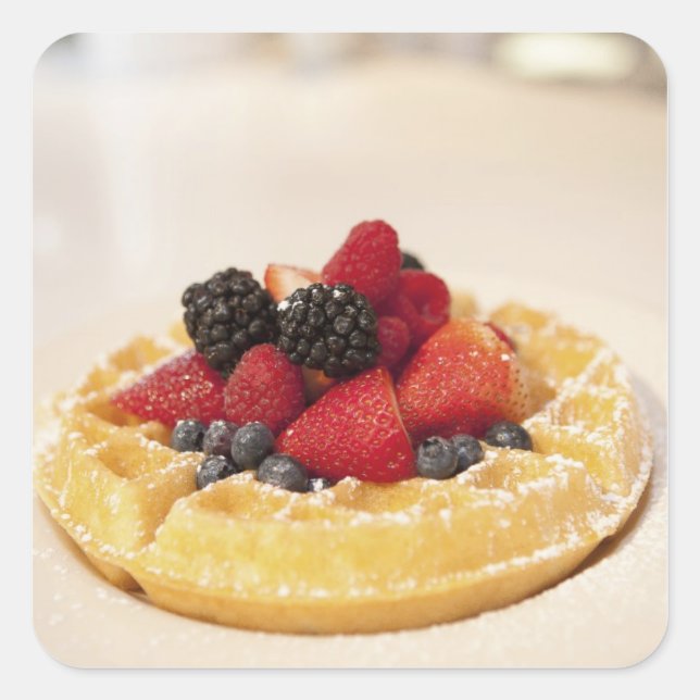 Sticker Carré gaufre aux fruits frais (Devant)