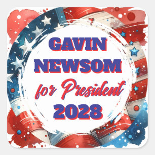 Sticker Carré Gavin Newsom pour le président politique