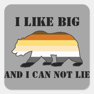 Sticker Carré Gay Bear Pride J'aime les gros ours et je ne peux 