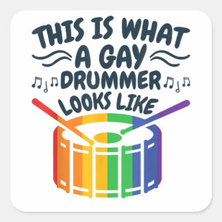 Sticker Carré Gay Drummer Drummer Mois Gay pride LGBTQ Rainbow