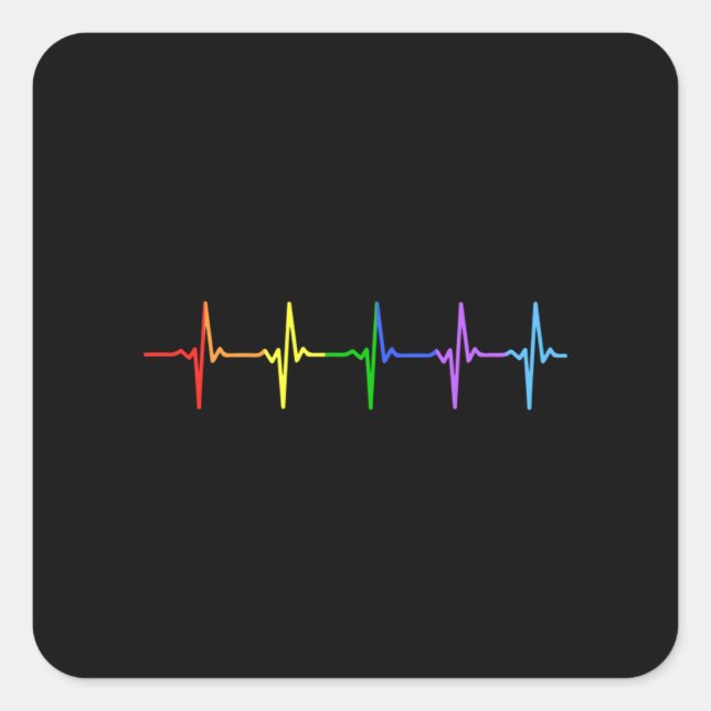 Sticker Carré Gay pride LGBT Heartbeat Pulse 4 (Devant)
