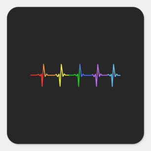 Sticker Carré Gay pride LGBT Heartbeat Pulse 4
