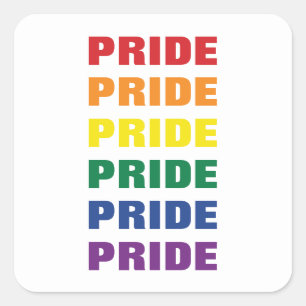 Sticker Carré GAY PRIDE LGBTQ - Texte extensible personnalisable