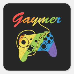 Sticker Carré Gaymer Rainbow Video Game Controller Jeux