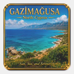 Sticker Carré Gazimağusa Nord de Chypre Voyage Mémoire