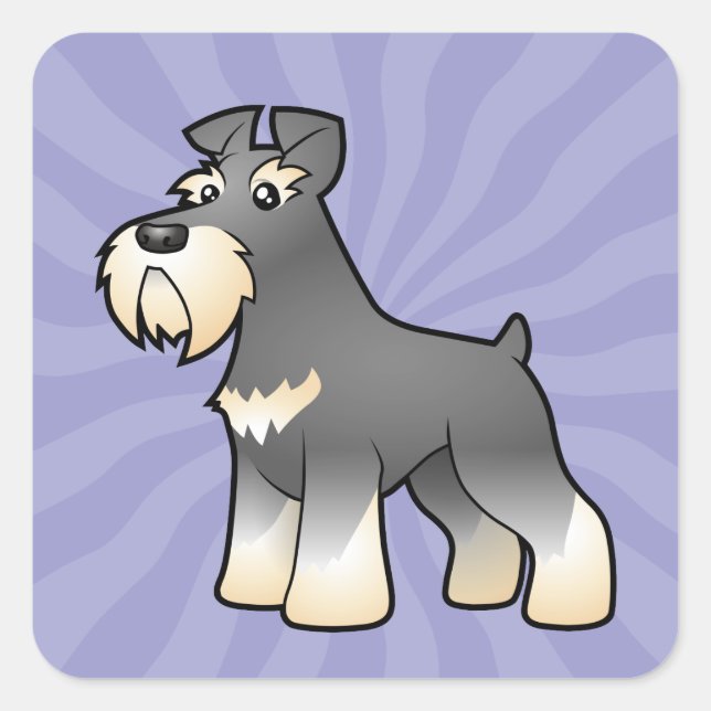 Sticker Carré Géant de dessin animé/Schnauzer standard/miniature (Devant)
