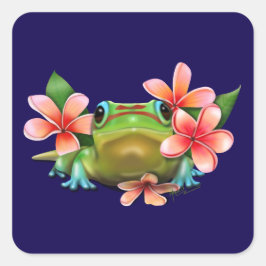 Sticker Carré Gecko à la Plumeria