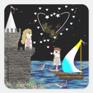 Sticker Carré Geek Love Old Game School Custom