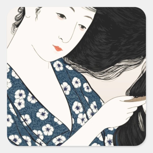 Sticker Carré Geisha Japon (Devant)