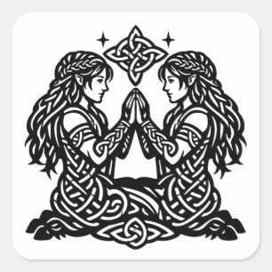 Sticker Carré Gémeaux — Jumeaux du zodiaque de l'encre hantée