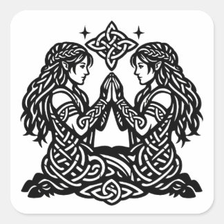 Sticker Carré Gémeaux — Jumeaux du zodiaque de l'encre hantée