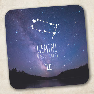 Sticker Carré Gemini   Constellation Zodiaque personnalisée