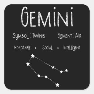 Sticker Carré Gemini Horoscope Astrologie Étoile Signal Anniver