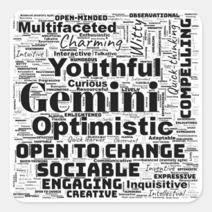 Sticker Carré Gemini Zodiac Mot Cloud Inspiration