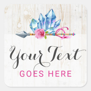 Sticker Carré Gemmes en cristal de Bohême rustique et aquarelle 