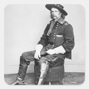 Sticker Carré Général George A. Custer (b/w photo)