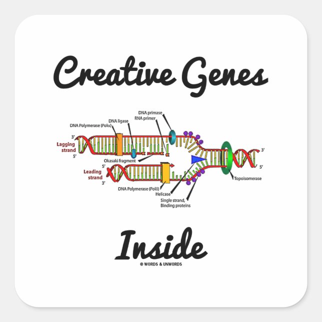 Sticker Carré Gènes créatifs à l'intérieur (réplication de l'ADN (Devant)