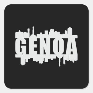 Sticker Carré Gênes Italie City Skyline Cityscape Funny Cadeau