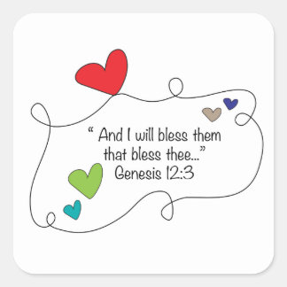 Sticker Carré Genèse 12:3 Bible chrétienne Citation Bénédiction 