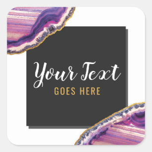 Sticker Carré Géode Agate Slice Gemstone Ultra Violet violet