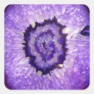 Sticker Carré Géode d'agate violet tombé