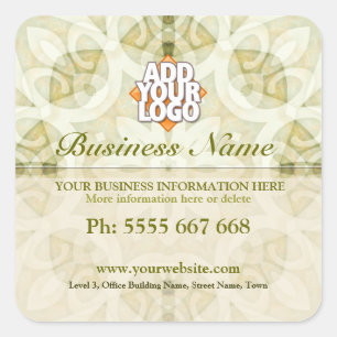 Sticker Carré Geometrica Floral Earth Green avec logo Business
