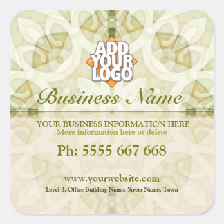 Sticker Carré Geometrica Floral Earth Green avec logo Business