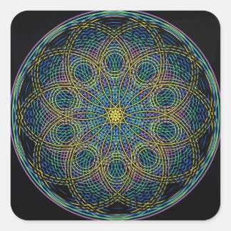 Sticker Carré Géométrie sacrée Mandala : Sincérité - Main tirée