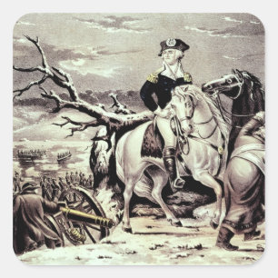 Sticker Carré George Washington traversant le Delaware