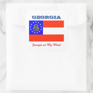 Sticker Carré Georgia Flag et Slogan