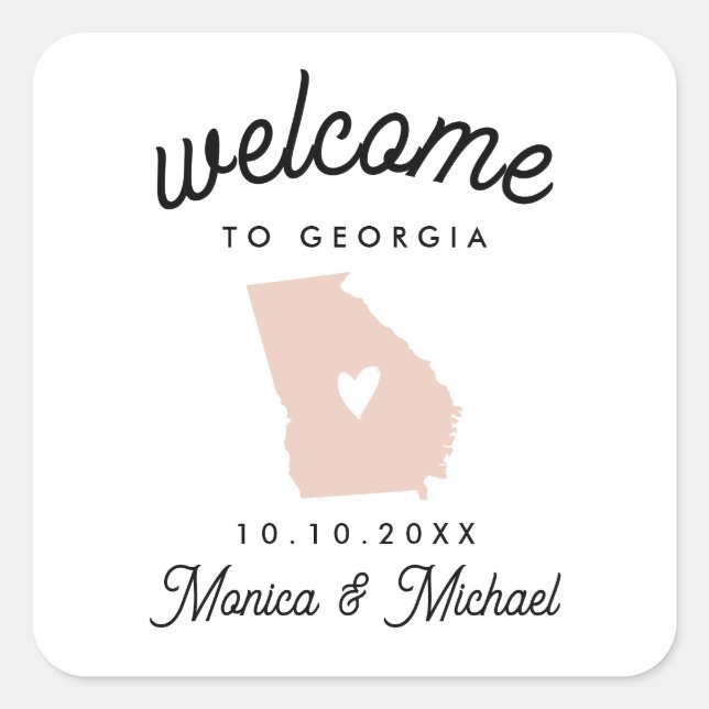 Sticker Carré GEORGIA State Destination Mariage N'IMPORTE QUELLE (Devant)