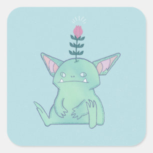 Sticker Carré Gérald le Gobelin Créature Fantastique Mignonne
