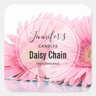 Sticker Carré Gerbera Rose Daisies Élégante Bougie Photo Busines