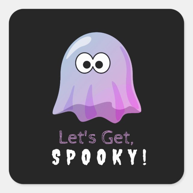 Sticker Carré Ghost Google Eyes rose mignon : Éffrayant & Whimsi (Devant)