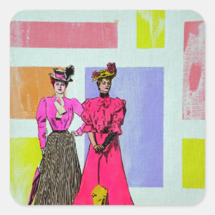 Sticker Carré Gibson Girls in a Mondrian Motif