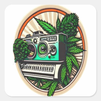 Sticker Carré gift for music&weed lovers