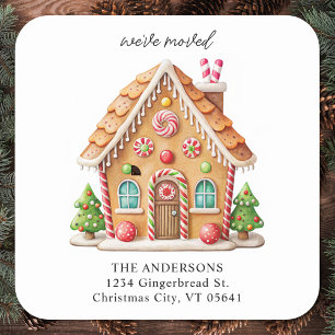 Sticker Carré Gingerbread House Holiday Moving Return Adresse