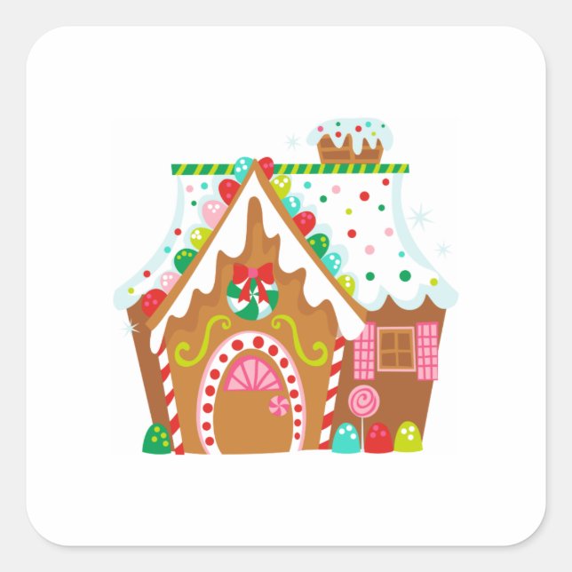 STICKER CARRÉ GINGERBREAD MAISON (Devant)