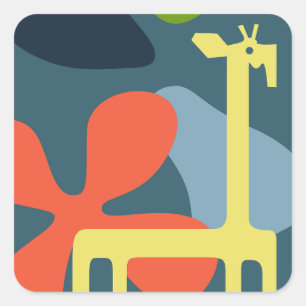 Sticker Carré girafe abstrait pour enfants