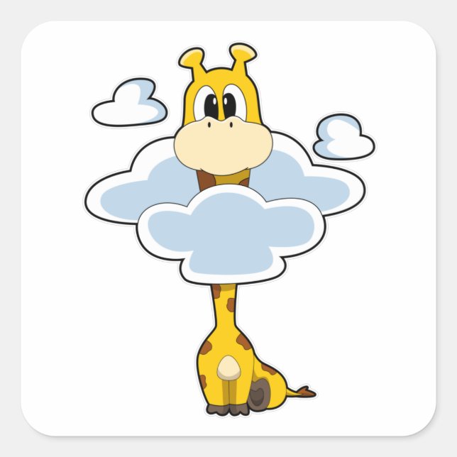 Sticker Carré Girafe aux nuages (Devant)