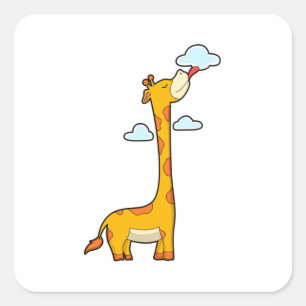 Sticker Carré Girafe aux nuages