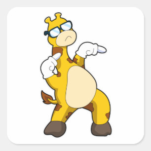 Sticker Carré Girafe avec lunettes de soleil