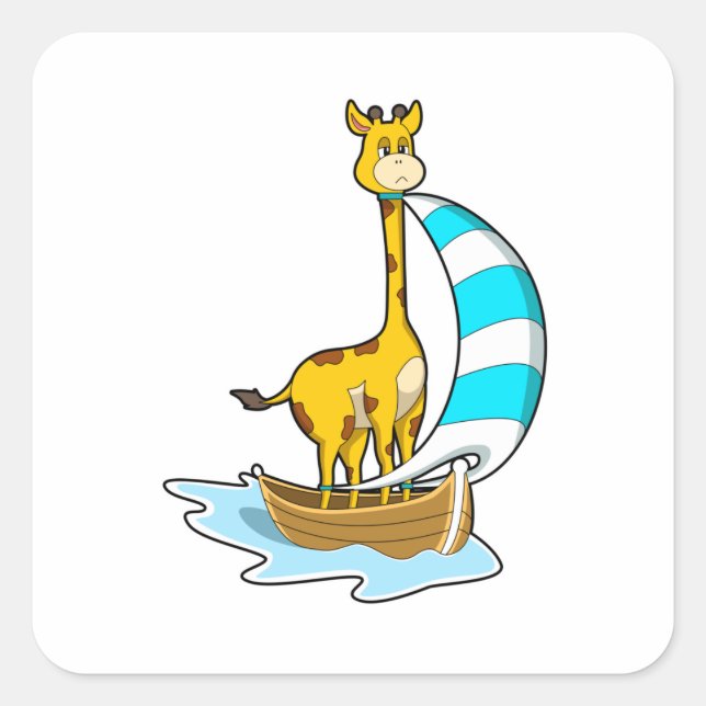 Sticker Carré Girafe avec voilier (Devant)