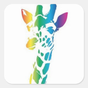 Sticker Carré Girafe d'arc-en-ciel